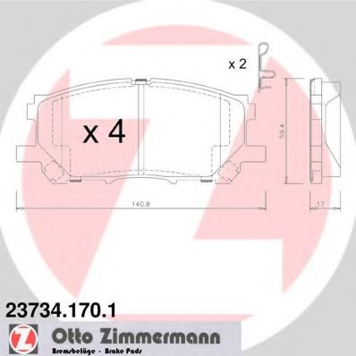 23734.170.1 ZIMMERMANN Brake Pad Set, disc brake