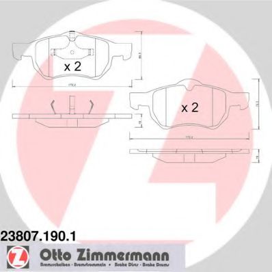 23807.190.1 ZIMMERMANN Тормозная система Комплект тормозных колодок, дисковый тормоз