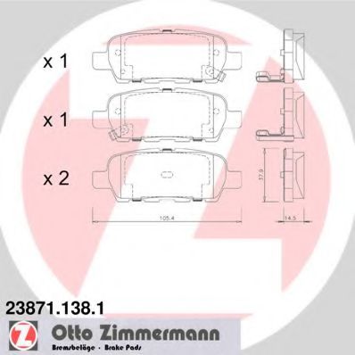 23871.138.1 ZIMMERMANN Brake System Brake Pad Set, disc brake