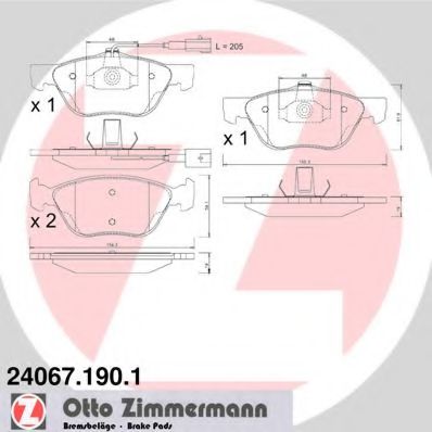 24067.190.1 ZIMMERMANN Тормозная система Комплект тормозных колодок, дисковый тормоз