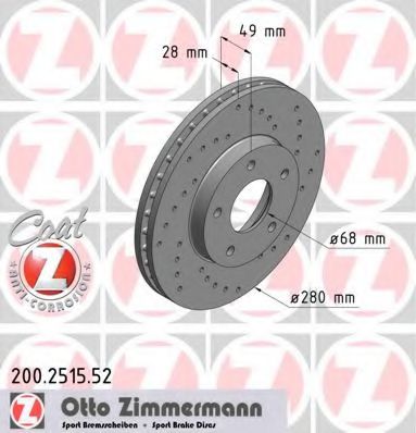 200.2515.52 ZIMMERMANN Brake System Brake Disc