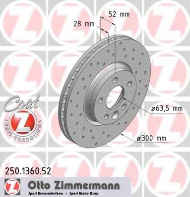 250.1360.52 ZIMMERMANN Brake System Brake Disc