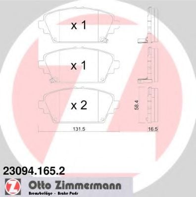 23094.165.2 ZIMMERMANN Brake Pad Set, disc brake