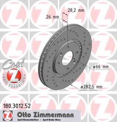 180.3012.52 ZIMMERMANN Brake System Brake Disc