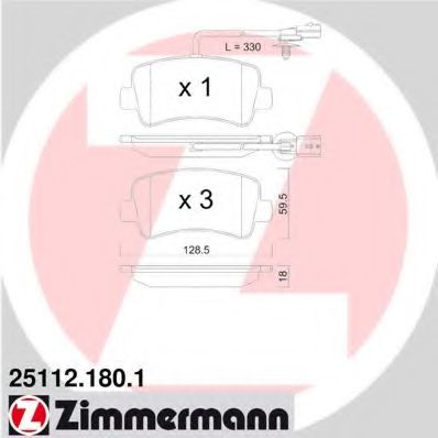 25112.180.1 ZIMMERMANN Bremsanlage Bremsbelagsatz, Scheibenbremse