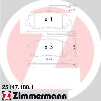 25147.180.1 ZIMMERMANN Brake System Brake Pad Set, disc brake