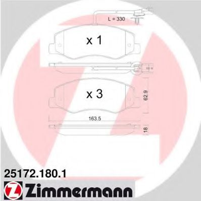 25172.180.1 ZIMMERMANN Brake Pad Set, disc brake
