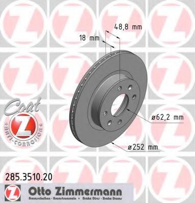 285.3510.20 ZIMMERMANN Brake System Brake Disc