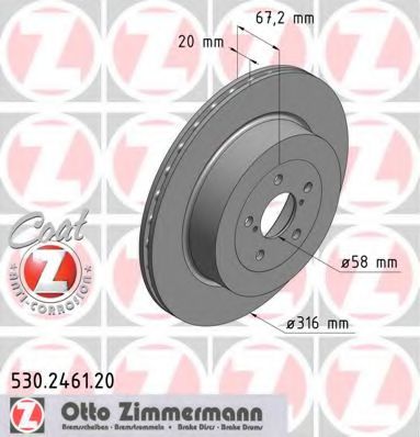 530.2461.20 ZIMMERMANN Brake System Brake Disc