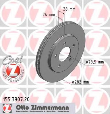 155.3907.20 ZIMMERMANN Brake Disc