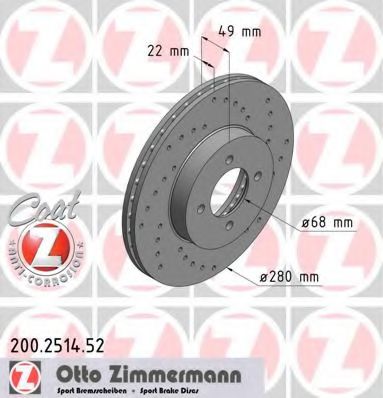 200.2514.52 ZIMMERMANN Brake System Brake Disc