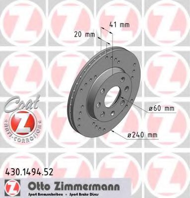 430.1494.52 ZIMMERMANN Brake System Brake Disc