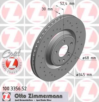 100.3356.52 ZIMMERMANN Brake System Brake Disc