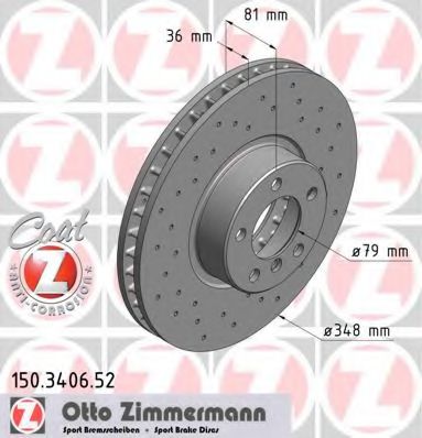 150.3406.52 ZIMMERMANN Brake System Brake Disc