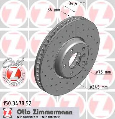 150.3478.52 ZIMMERMANN Brake System Brake Disc