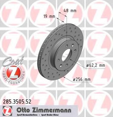 285.3505.52 ZIMMERMANN Brake System Brake Disc