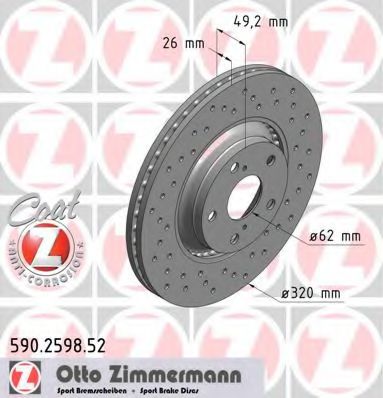 590.2598.52 ZIMMERMANN Brake System Brake Disc