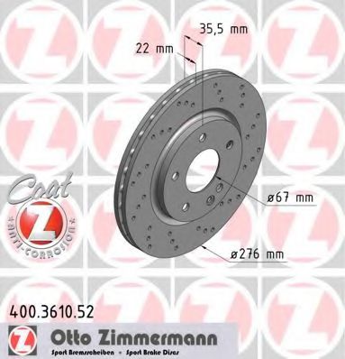 400.3610.52 ZIMMERMANN Brake System Brake Disc