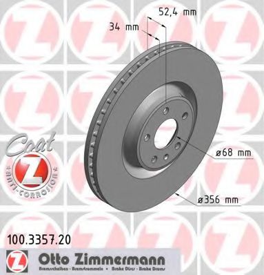 100.3357.20 ZIMMERMANN Brake System Brake Disc