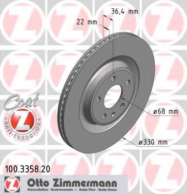 100.3358.20 ZIMMERMANN Brake System Brake Disc