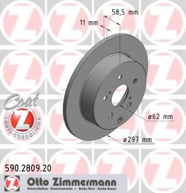 590.2809.20 ZIMMERMANN Brake System Brake Disc