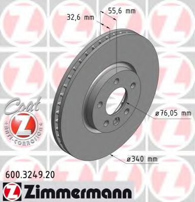 600.3249.20 ZIMMERMANN Brake System Brake Disc