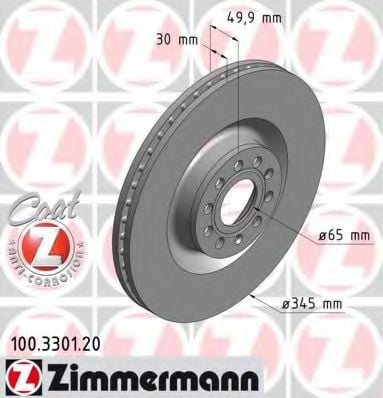 100.3301.20 ZIMMERMANN Brake System Brake Disc