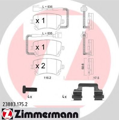 23883.175.2 ZIMMERMANN Brake System Brake Pad Set, disc brake