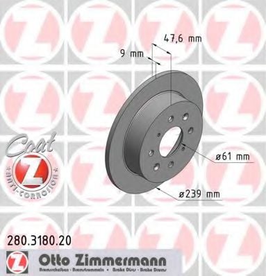 280.3180.20 ZIMMERMANN Brake System Brake Disc