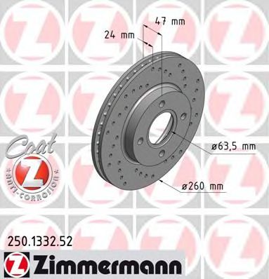 250.1332.52 ZIMMERMANN Brake System Brake Disc