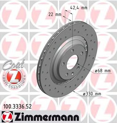 100.3336.52 ZIMMERMANN Brake System Brake Disc