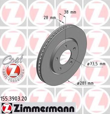 155.3903.20 ZIMMERMANN Brake System Brake Disc
