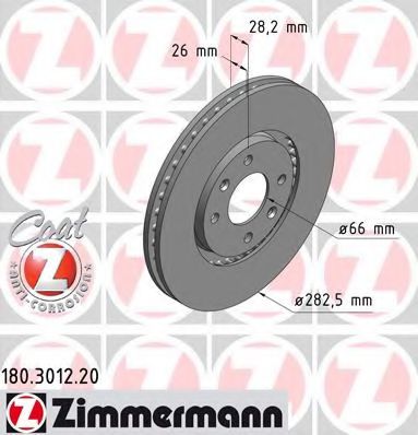 180.3012.20 ZIMMERMANN Brake System Brake Disc