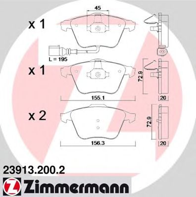 23913.200.2 ZIMMERMANN Brake System Brake Pad Set, disc brake