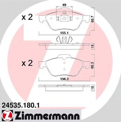 24535.180.1 ZIMMERMANN Brake System Brake Pad Set, disc brake