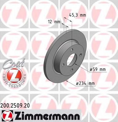 200.2509.20 ZIMMERMANN Brake System Brake Disc