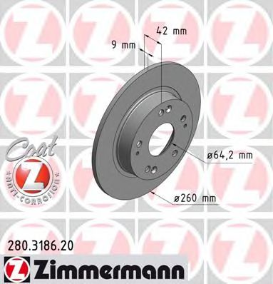 280.3186.20 ZIMMERMANN Brake System Brake Disc