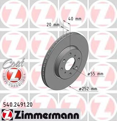 540.2491.20 ZIMMERMANN Brake System Brake Disc