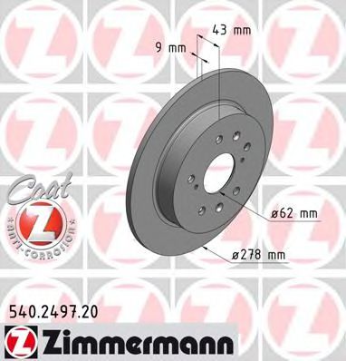 540.2497.20 ZIMMERMANN Brake System Brake Disc