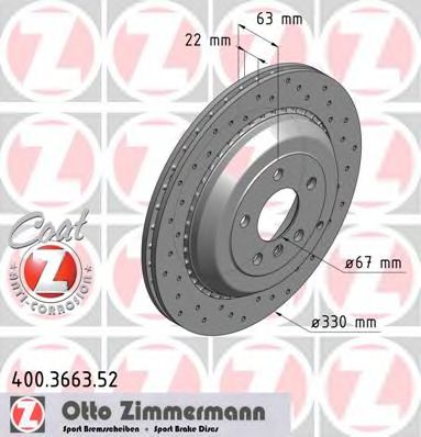 400.3663.52 ZIMMERMANN Brake System Brake Disc