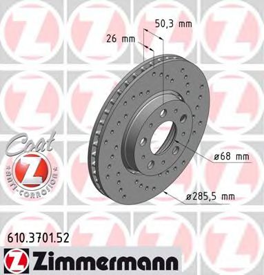 610.3701.52 ZIMMERMANN Brake System Brake Disc