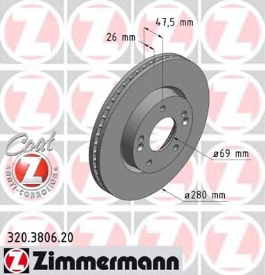 320.3806.20 ZIMMERMANN Brake Disc