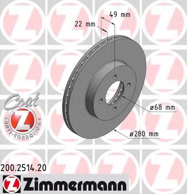 200.2514.20 ZIMMERMANN Brake System Brake Disc
