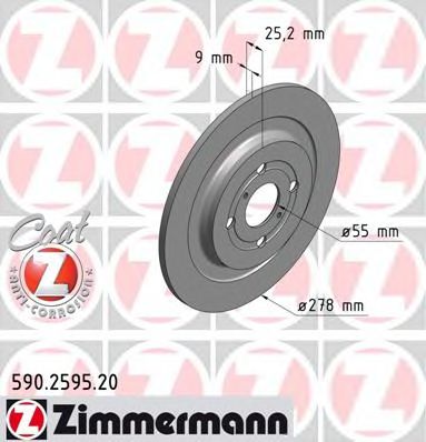 590.2595.20 ZIMMERMANN Brake System Brake Disc