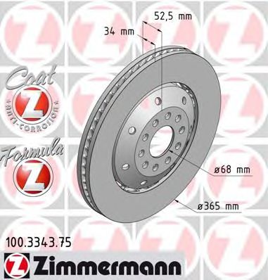 100.3343.75 ZIMMERMANN Brake System Brake Disc