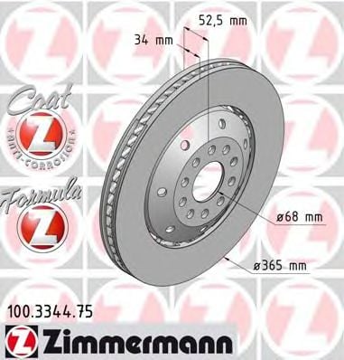 100.3344.75 ZIMMERMANN Brake System Brake Disc