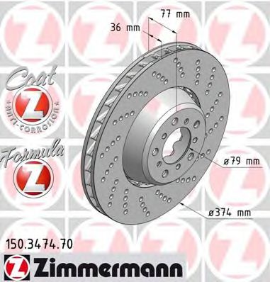 150.3474.70 ZIMMERMANN Brake System Brake Disc