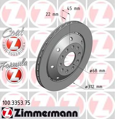 100.3353.75 ZIMMERMANN Brake System Brake Disc