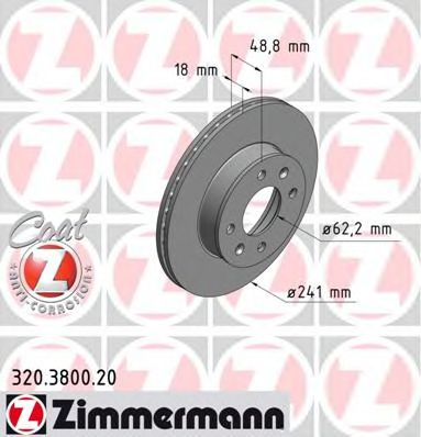 320.3800.20 ZIMMERMANN Brake System Brake Disc