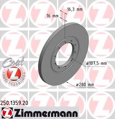 250.1359.20 ZIMMERMANN Brake System Brake Disc